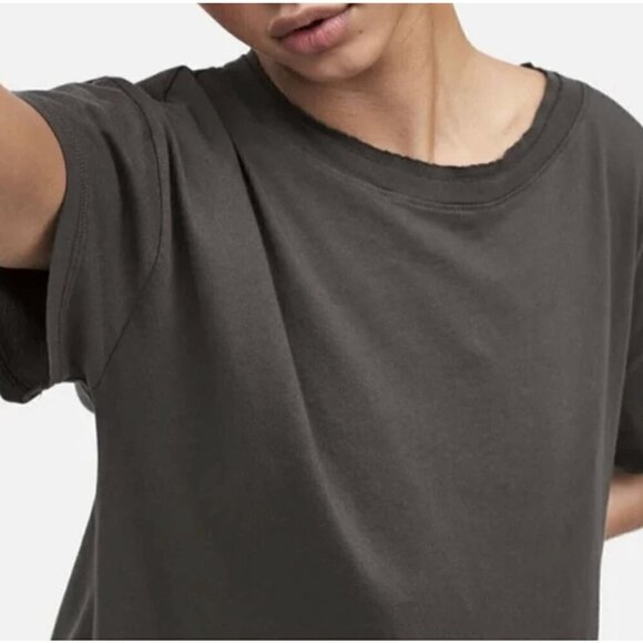 NWT MATE the Label Charcoal Organic Cotton Raw Neck Boxy Tee - Size XS - Picture 11 of 11
